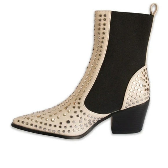 Size 9. Taupe Stud Boots - Picture 4 of 8